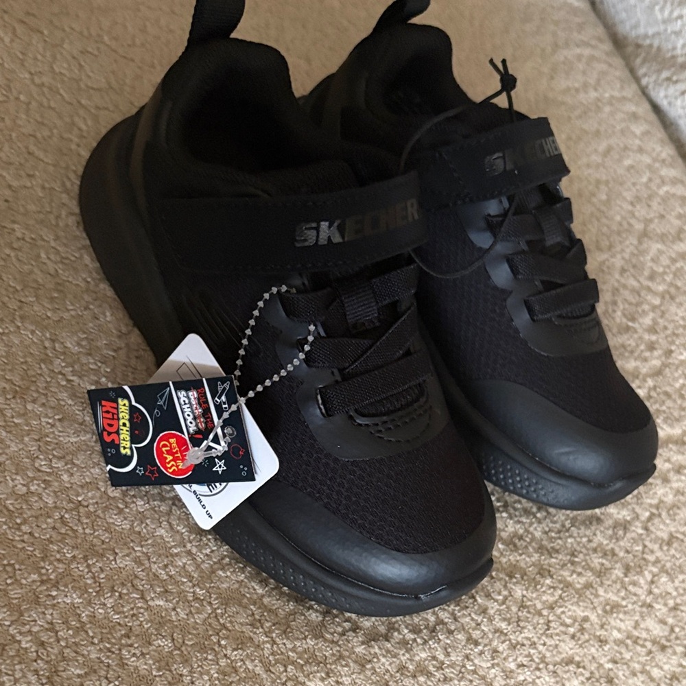 Skechers Black Kids Hook-and-Loop Athletic Sneakers